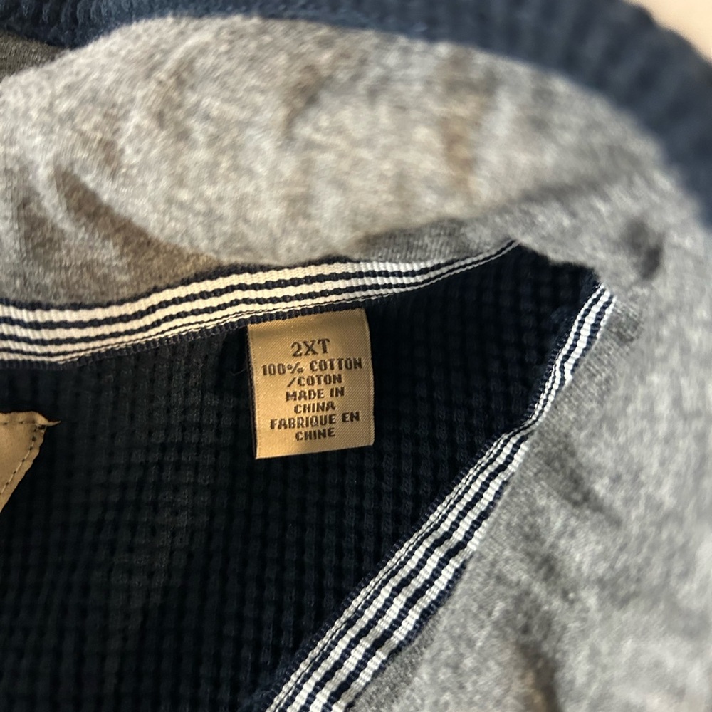 Tommy Bahama Blue 1/4 Zip Waffled Pullover w/‎ padded elbows - Picture 6 of 7